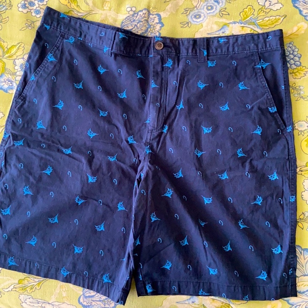 Magellan Navy Shorts with Fish/Hooks all over